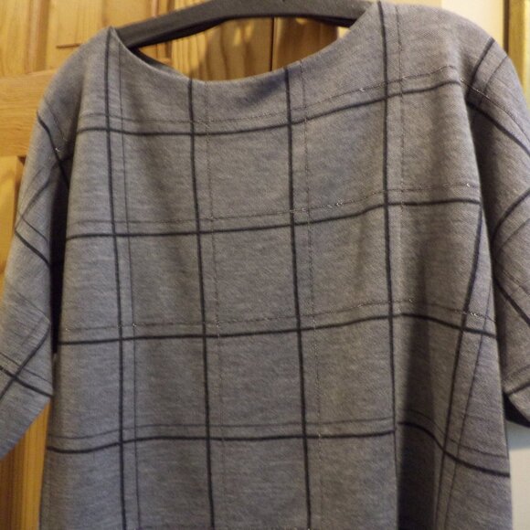 LAFAYETTE 148 New York Sweater Grey Black Window Pane-Short Sleeve-M/L - NEW $59 - Picture 2 of 12